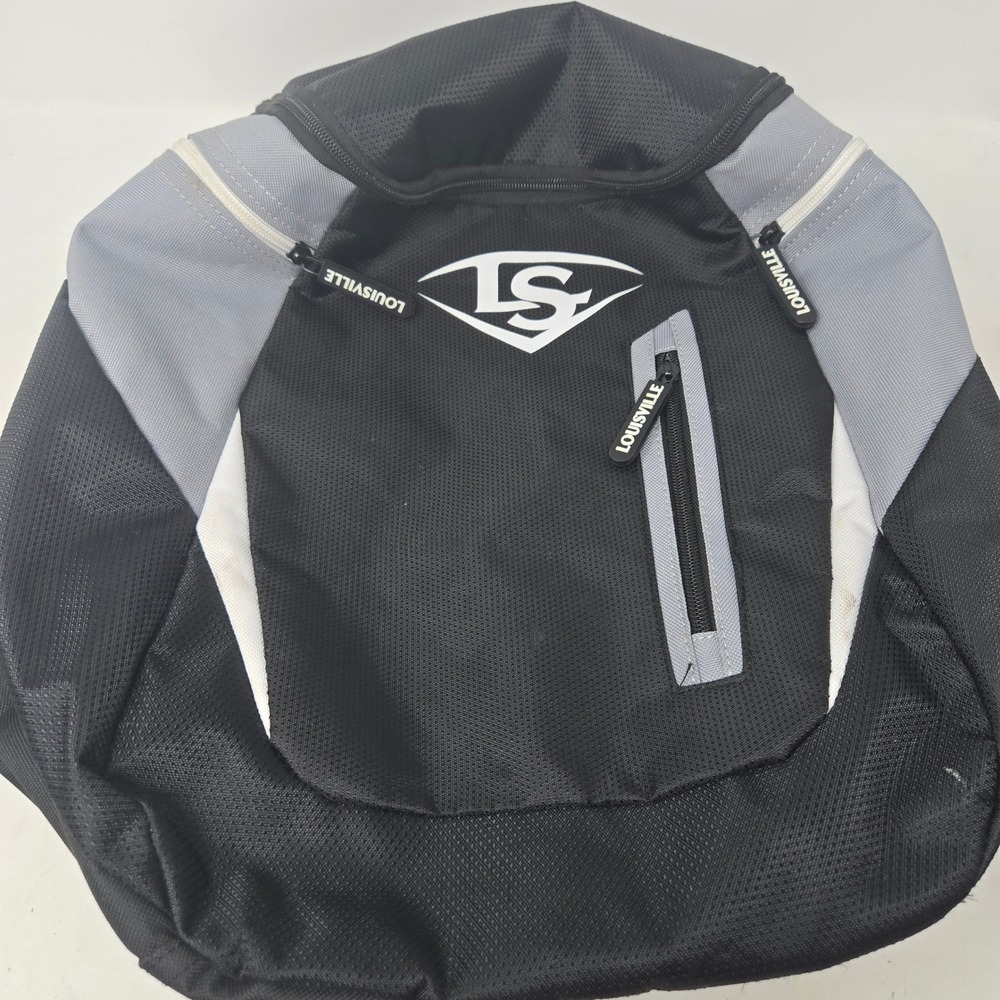 Louisville Slugger Baseball Softball Equipment Backpack Gear Bag Black Grey
